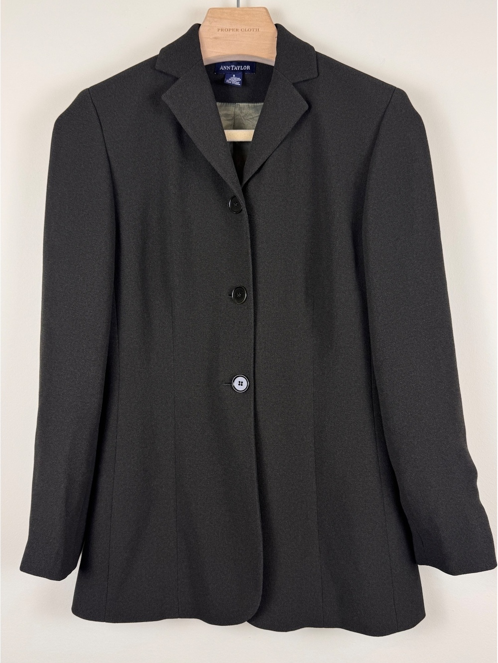 Ann Taylor Vintage Black Skirt Suit Set Blazer Pencil Skirt Size 4 Career - Picture 2 of 13